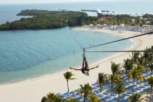 Zipline over the ocean